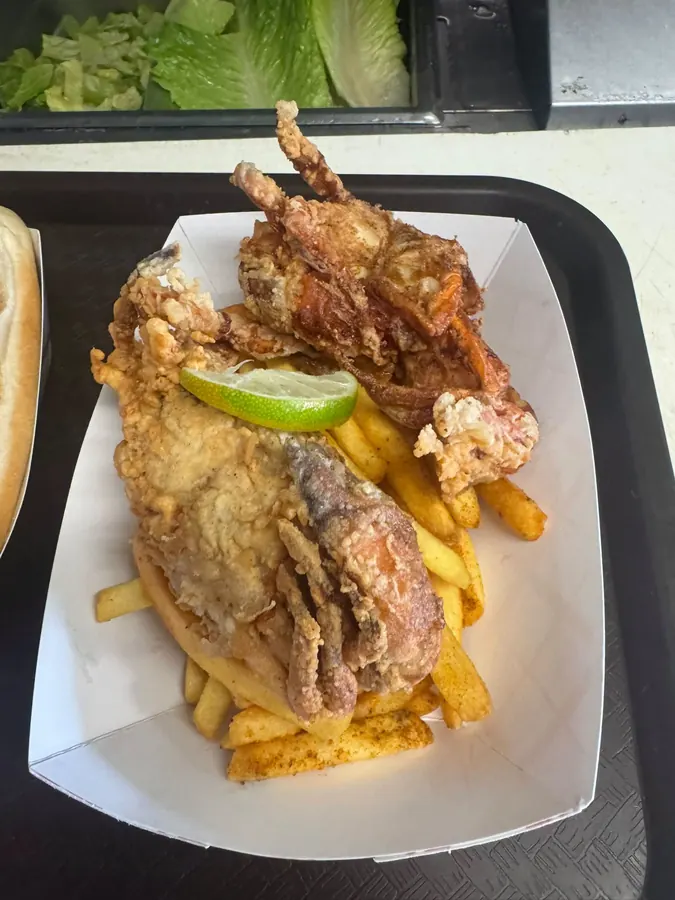 A fried seafood plate from the City Seafood kitchen